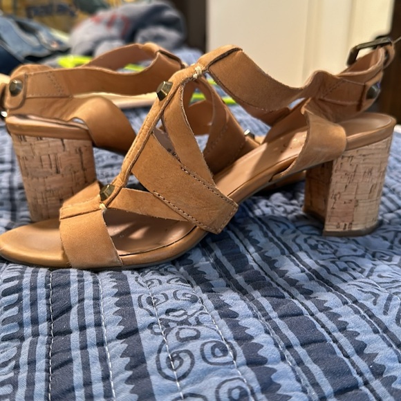 Franco Sarto Healed Leather and Cork Sandals - Picture 2 of 6